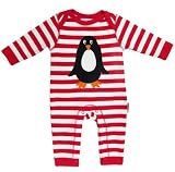 Toby Tiger Applique Organic Striped Sleepsuit - Penguin 3-6m
