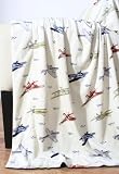 Thro Ltd. Vintage Airplane Printed Microplush Throw, Multi