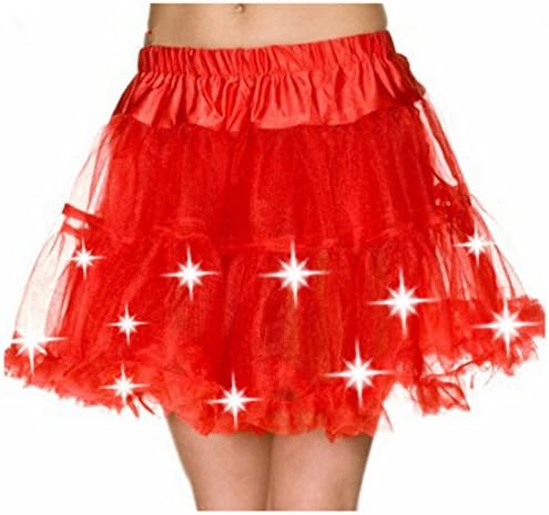 DONNAFULLIA Womens Sexy Red Light Up Petticoat(Free Size,Red)