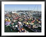 Fans Crowd into Boats, Kayaks, and Rafts Waiting for Their Chance
to Catch a Home Run Ball Photography Framed Art Poster Print, 39x31