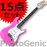 エレキギター 初心者 入門 15点セット ストラトタイプ Photogenic フォトジェニック ST-180 PK ピンク