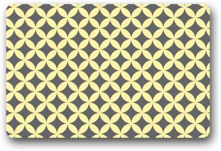 Quatrefoil Circles Gray Light Yellow Doormat Door Mat Rug Indoor/Outdoor/Floor Mat Rug for Home/Office/Bedroom 23.6"(L) x 15.7"(W)
