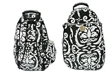 Jet Black & White Paisley Two Strap Backpack '09