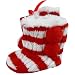 Mud Pie Cable Knit Bootie With Buttons, Red/White Stripes, 0-6 Months