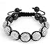 Bling Jewelry Unisex Crystal Bracelet Shamballa Inspired 12mm Simulated Hematite