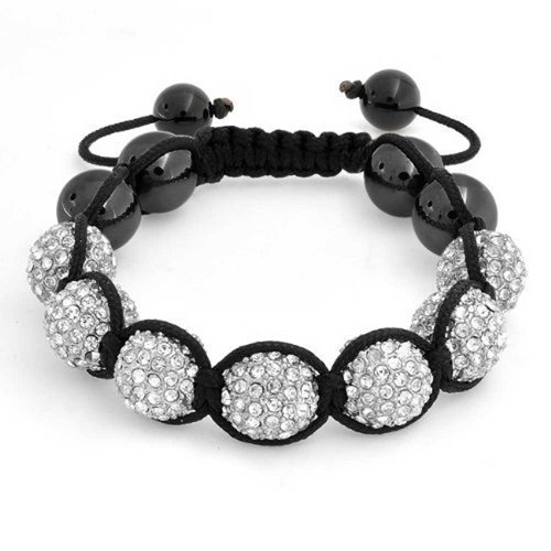 Bling Jewelry Unisex Crystal Bracelet Shamballa Inspired 12mm Simulated Hematite