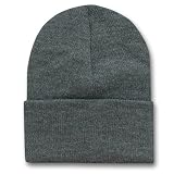 Blank Winter Long Beanie Cap , Heather Charcoal