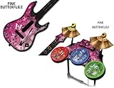 Protective skins for Guitar Hero 4 "World Tour" Guitar and Drum Set - fits Xbox 360, PS3, PS2 - PINK