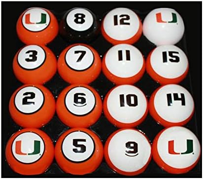 Sports Fan Products College Billiard 16 Ball Numbered Set - Miami