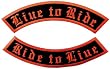 Live to Ride / Ride to Live Embroidered Patches Two-Piece Iron-On Rockers Biker Patch Script Font Version