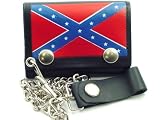Condereate Rebel Flag Genuine Leather Chain Wallet