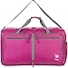 Bago Foldable Duffel Bags for Traveling Women & Men - 60L Medium Packable Duffle Bag for Travel with Shoe Compartment - Water Repellant, Heavy Duty, Lightweight Folding & Collapsible (Pink)