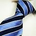 NEW Y&g Designer Hand Made Blue Black White Stripes 100% Jacquard Woven Pure Silk Mens Neck Tie Neckwear Set T4012