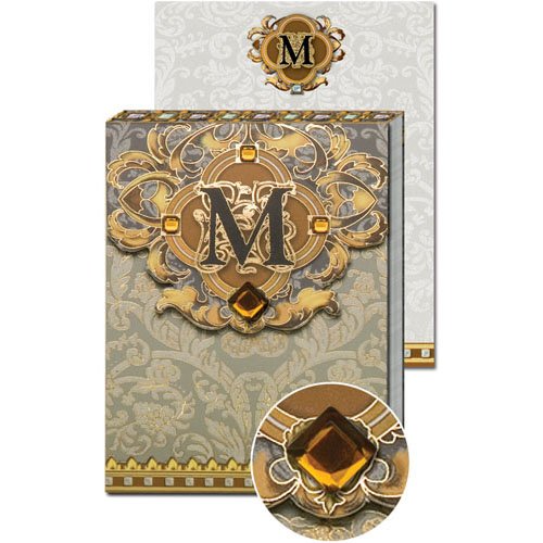 M Monogram Jewel and Gold Foil Embellished Pocket Note Pad, One