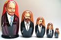 Russian Political Nesting Doll Creators of Communism Lenin, Marks, Engels, Brezhnev, Stalin REAR 5 Pcs / 7in set #DSCI 42