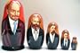 Russian Political Nesting Doll Creators of Communism Lenin, Marks, Engels, Brezhnev, Stalin REAR 5 Pcs / 7in set #DSCI 42
