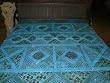 Vintage Banjara Sari Bedspreads Blue Mirror Embroidery Tapestry King Bedcover 90x108