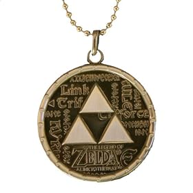 NINTENDO ZELDA TRIFORCE LOGO PEWTER MEDALLION NECKLACE