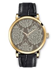 SPRAWL Aanalog Fashion Series Gold Ladies Watches of Genuine Black Leather Strap,Unique Wrist Watch for Women Girls Designed with Old flower gray background coffee