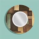 Bassett Mirror Abstract Brown and Aqua Round Wall Mirror m2584b