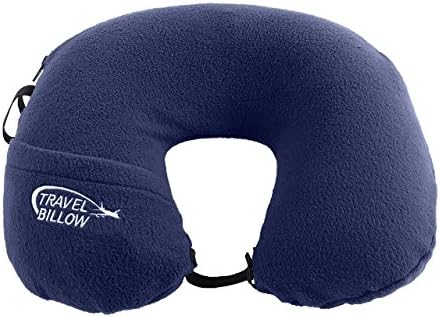 Travel Billow TBNB 2-in-1 Travel Neck Pillow and Blanket Companion, Navy Blue