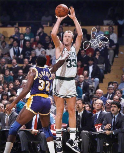 Larry Bird Boston Celtics - Shooting Over Magic - 16x20 Autographed Photograph