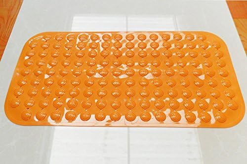 Bathtub Soft Bead Mat Anti-slip Bath Mat - High Quality 100% PVC - Anti Bacterial &amp; Mildew Resistant - Bath Rug with Suction Cups, 38x71 Cm, 15" X 28" (Orange)