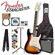 Fender Starcaster Electric Guitar - Sunburst - Includes: Planet Waves Guitar Cable, Strap, Ultra Stand, Qwiktune Tuner, D'Addario EXL110 strings, Planet Waves/GO-DPS 16 Pick Sampler (#PW-SAMPLER) & 15-Watt Starcaster Guitar Amp