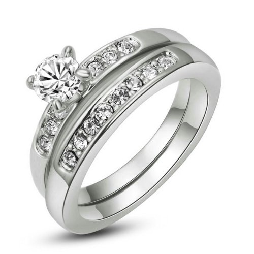 [Princess Series] Yoursfs 18K White Gold Plated 5mm Cubic Zirconia Nickel Free 2 in 1