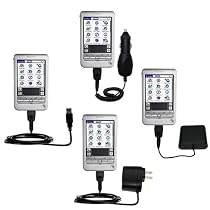 Road Warrior Kit for the Sony Clie T665C includes a Car & Wall Charger AND USB cable AND Battery Extender - Gomadic Brand w/ TipExchange Technology
