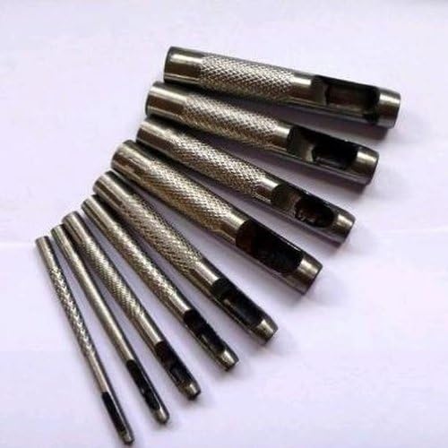 Leather punching leather craft tool drilling hole punch nine set large-format with cleaning cloth (two sets) by Revival tool