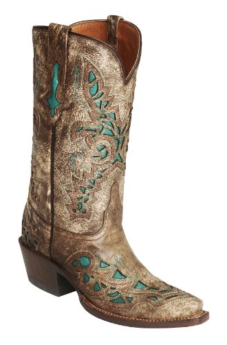 Lucchese Women's Handcrafted 1883 Desert Plato Turquoise Inlay Cowgirl Boot Snip