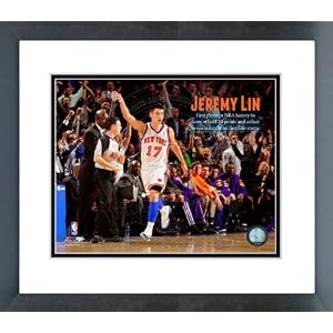 Jeremy Lin NY Knicks Action with Overlay Framed Picture 8x10