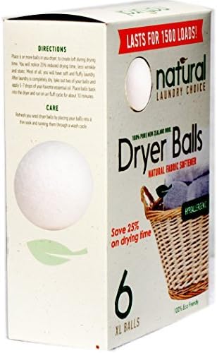 Natural Laundry Choice 6 Xl Wool Dryer Balls Natural Fabric Softener Model: (Newborn, Child, Infant)