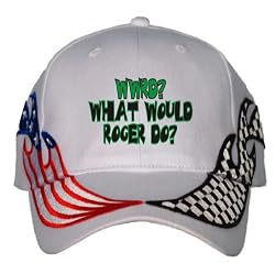 WWRD? What would Roger do? USA Flag / Checker Racing Hat / Baseball Cap
