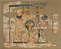 Kunstreproduktion: &Auml;gyptische Malerei "Verstorbener beim Totenmahl/Tuch/&auml;gypt." 71 x 57
