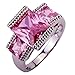 Yazilind 9mm*11mm Emerald Cut Pink Cubic Zirconia Alloy Size 8 Ring