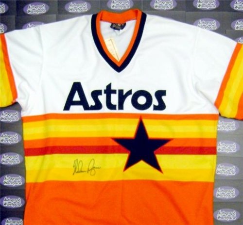 Nolan Ryan Autographed/Hand Signed Jersey (Rainbow Houston Astros)