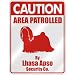 CAUTION " AREA PATROLLED BY LHASA APSO SECURITY CO. " PARKING SIGN DOG CAUTION " AREA PATROLLED BY LHASA APSO SECURITY CO. " PARKING SIGN DOG