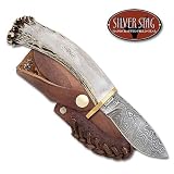 Silver Stag Knife Damascus Crown Twist