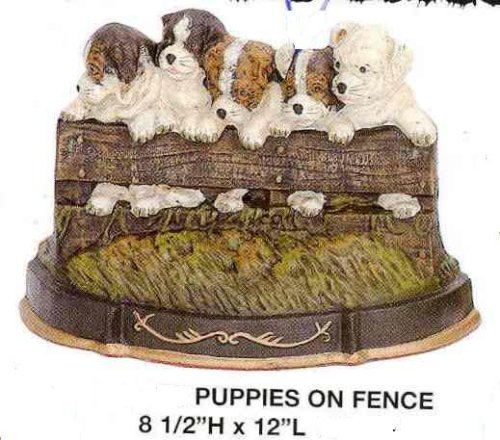 Door Stop - Puppies on Fence On Sale