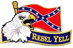 Rebel Yell Confederate Flag Embroidered Patch Civil War Iron-On Bald Eagle Emblem