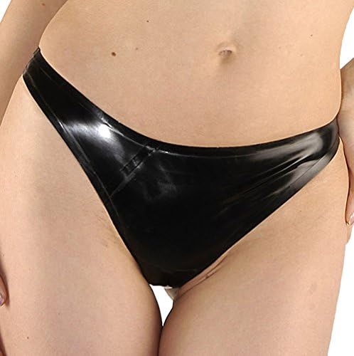 JustinLatex Women's Black Latex G-String Thong Briefs (L)