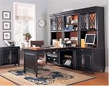 BLack Executive Modular Home Office Furniture Computer Desk Set