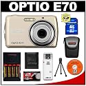 Pentax Optio E70 Digital Camera (Champagne Gold) + 8GB SD Card + Batteries + Carrying Case + Cameta Bonus Accessory Kit