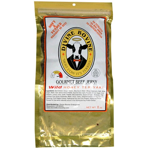 Divine Bovine Gourmet Beef Jerky, Wild Honey Teriyaki, 8-Ounce Bag (Pack of 2) by Divine Bovine