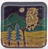 8.5 MARA Collectible Stoneware LUNCH Salad APPETIZER Square PLATE Animal OWL BIRD Design