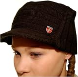 Beanie Cap with Bill Hat, Black, One Size with AC Cross Pin