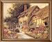 French Country Cottage Flower Landscape Picture Oak Framed Art Print