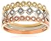 10k Tri-Color Gold Diamond Stack Rings (1/8 cttw, I-J Color, I2-I3 Clarity)